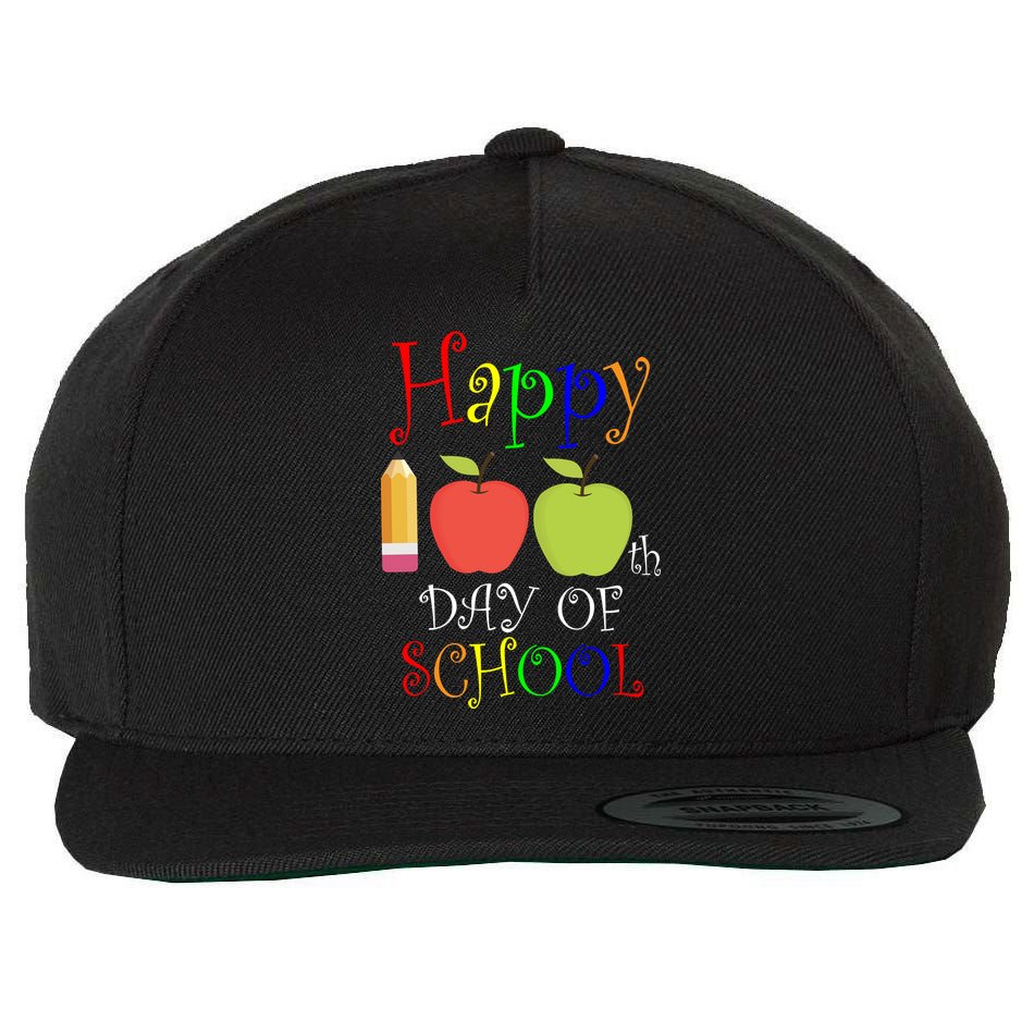 Happy 100th Day Of School Teachers Apple Wool Snapback Cap