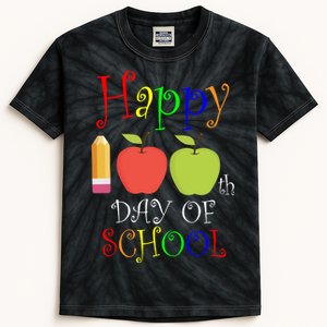 Happy 100th Day Of School Teachers Apple Kids Tie-Dye T-Shirt