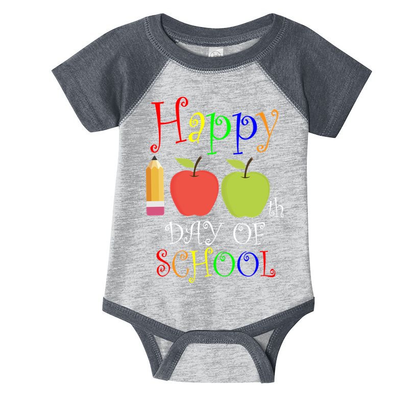 Happy 100th Day Of School Teachers Apple Infant Baby Jersey Bodysuit