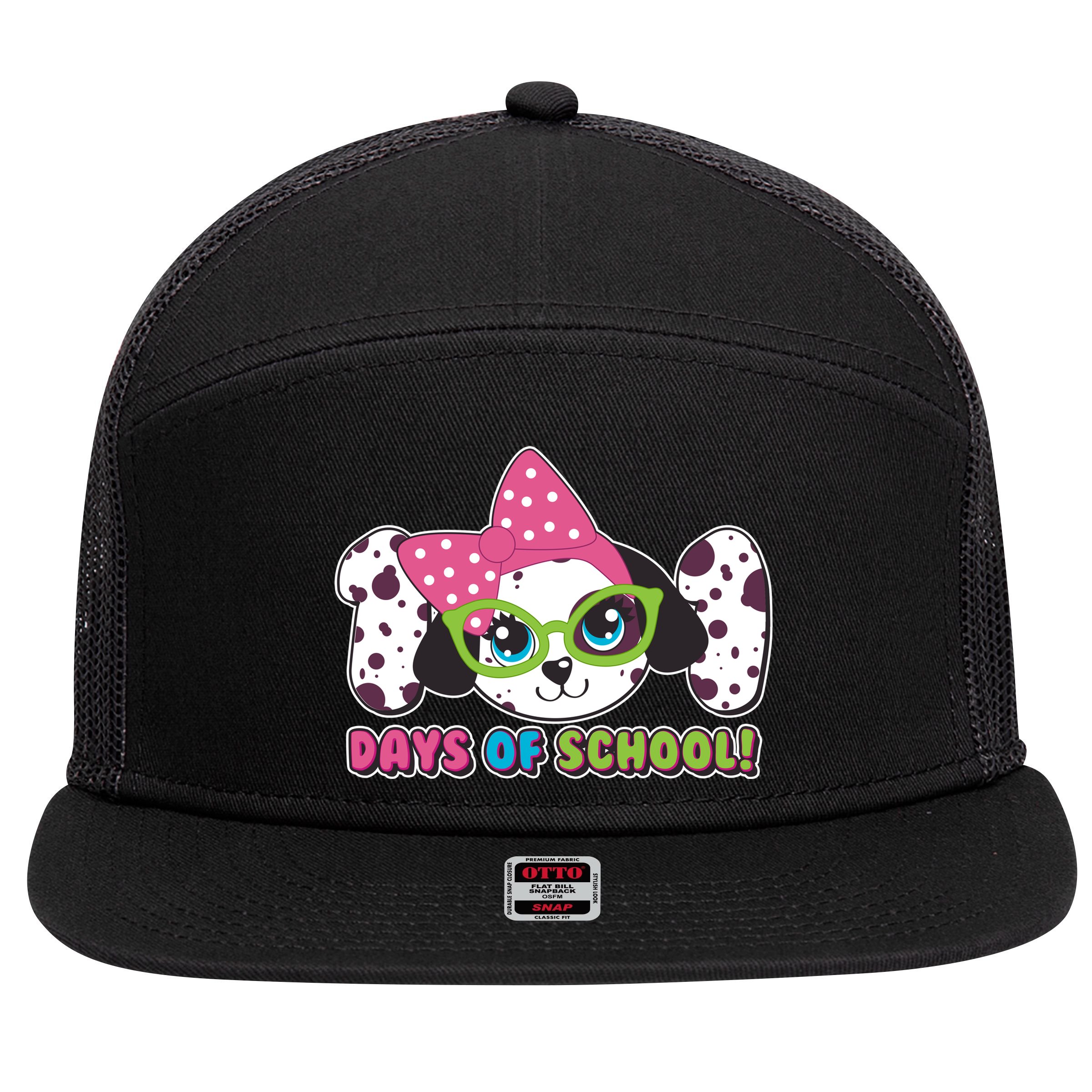 Happy 101 Days Of School Dalmatian Dog 7 Panel Mesh Trucker Snapback Hat