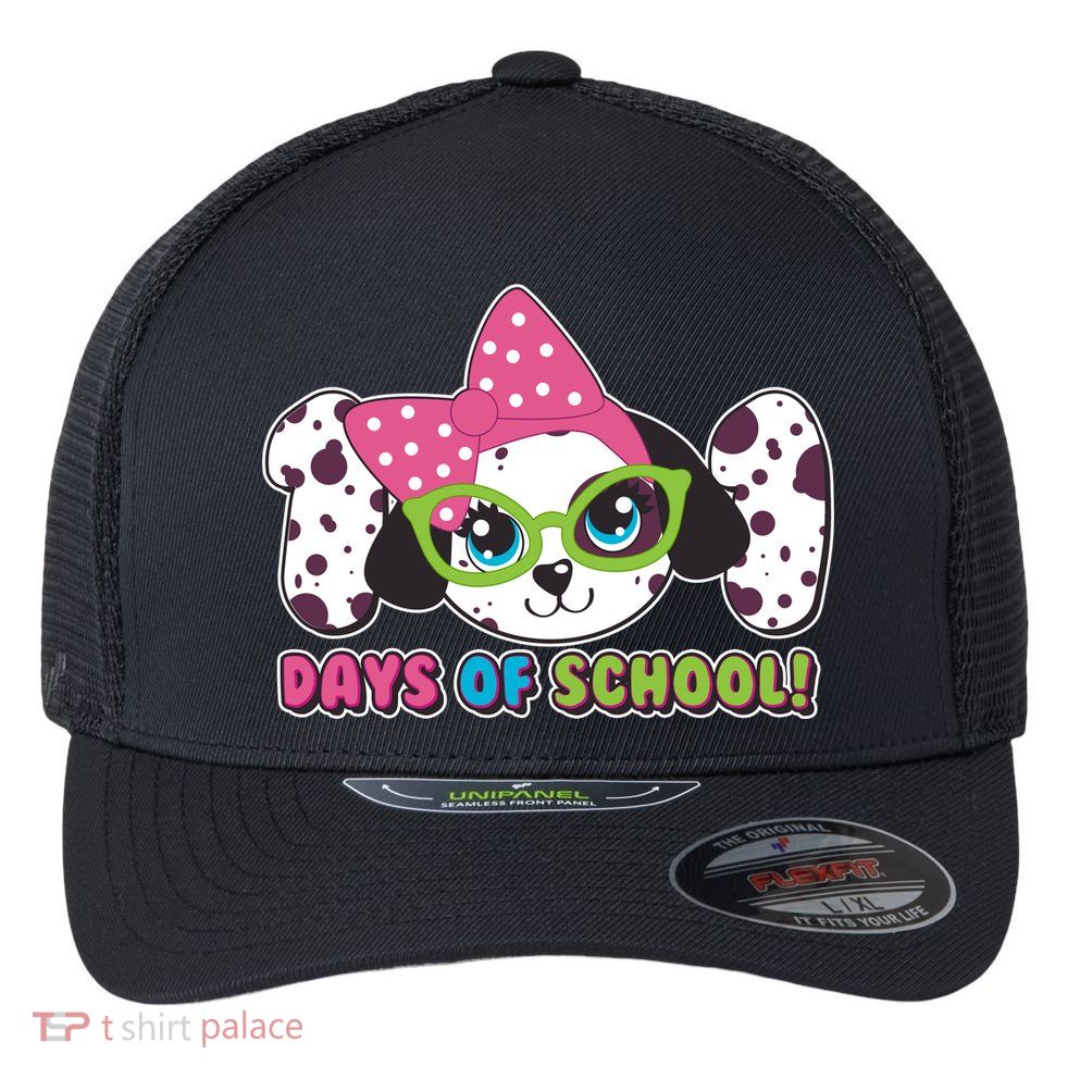 Happy 101 Days Of School Dalmatian Dog Flexfit Unipanel Trucker Cap