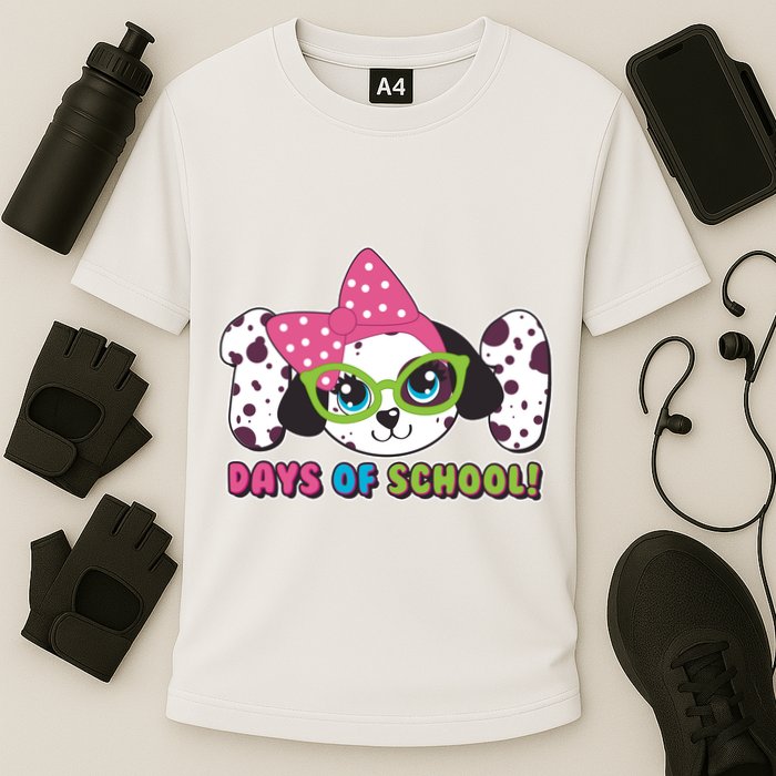 Happy 101 Days Of School Dalmatian Dog Cooling Performance Crew T-Shirt