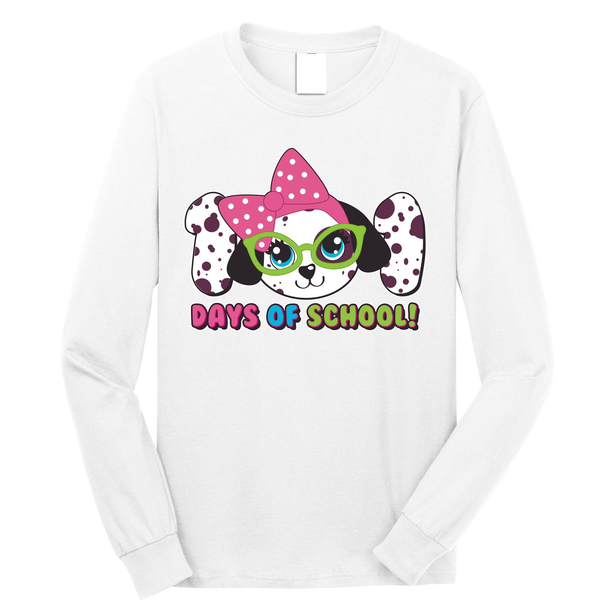 Happy 101 Days Of School Dalmatian Dog Long Sleeve Shirt