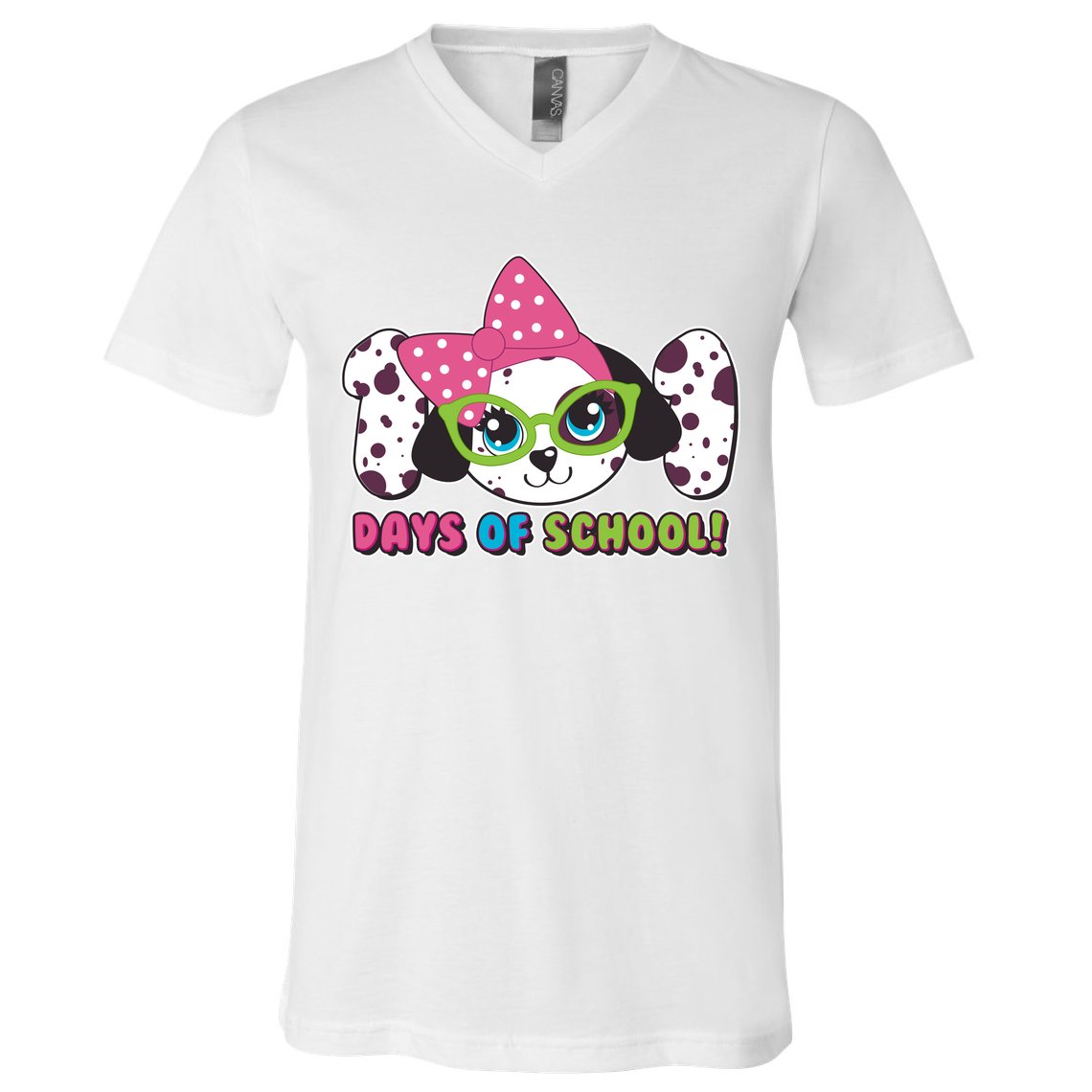Happy 101 Days Of School Dalmatian Dog V-Neck T-Shirt