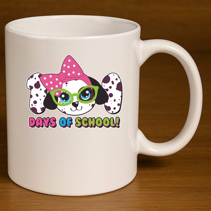 Happy 101 Days Of School Dalmatian Dog 11oz C Handle Ceramic Mug