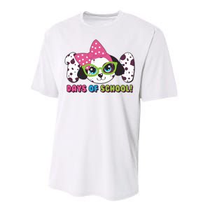 Happy 101 Days Of School Dalmatian Dog Performance Sprint T-Shirt