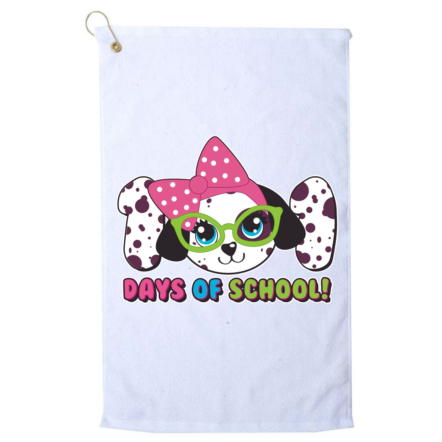 Happy 101 Days Of School Dalmatian Dog Golf Towel