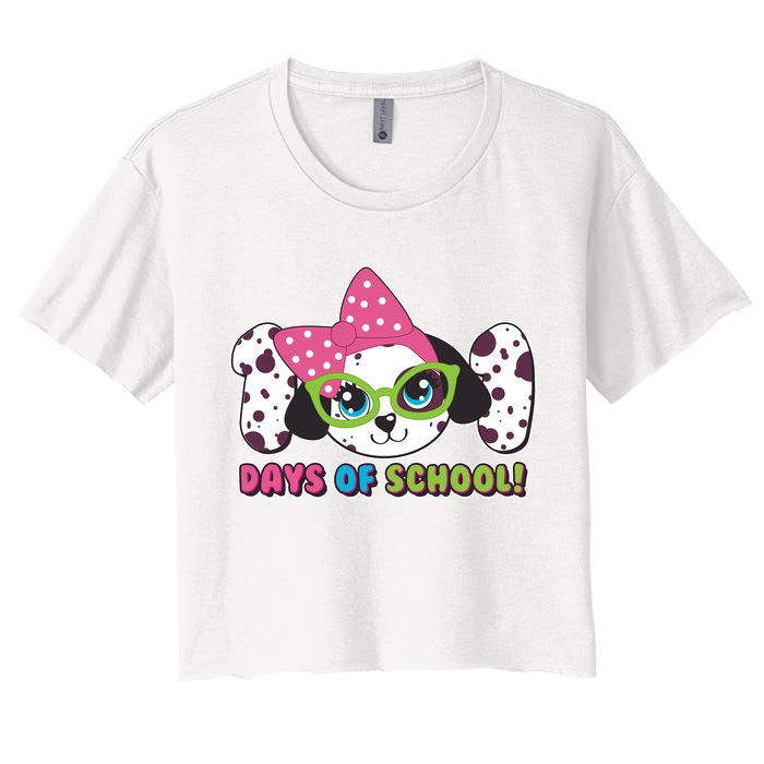 Happy 101 Days Of School Dalmatian Dog Women's Crop Top Tee