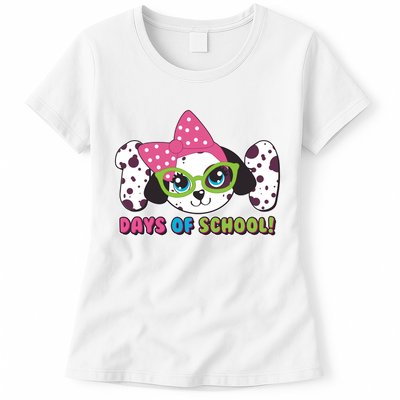 Happy 101 Days Of School Dalmatian Dog Womens T-Shirt