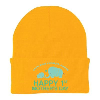 Happy 1st Mothers Day Cute Elephant Knit Cap Winter Beanie