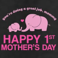Happy 1st Mothers Day Cute Elephant 7 Panel Mesh Trucker Snapback Hat