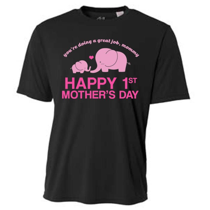 Happy 1st Mothers Day Cute Elephant Cooling Performance Crew T-Shirt