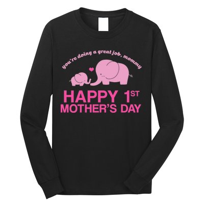 Happy 1st Mothers Day Cute Elephant Long Sleeve Shirt