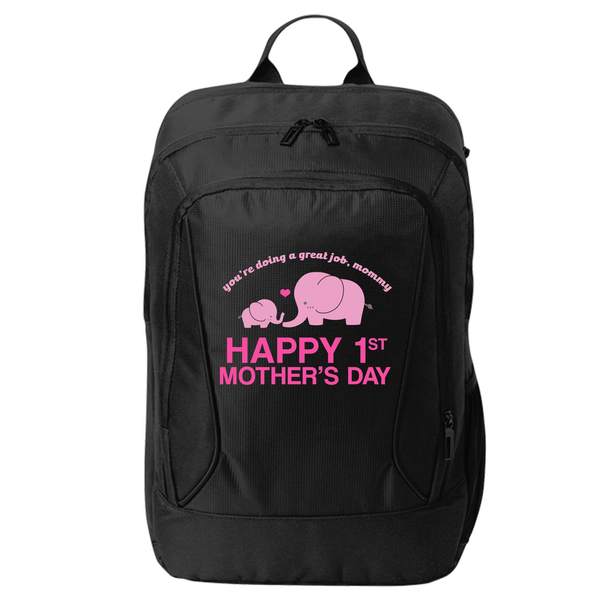 Happy 1st Mothers Day Cute Elephant City Backpack
