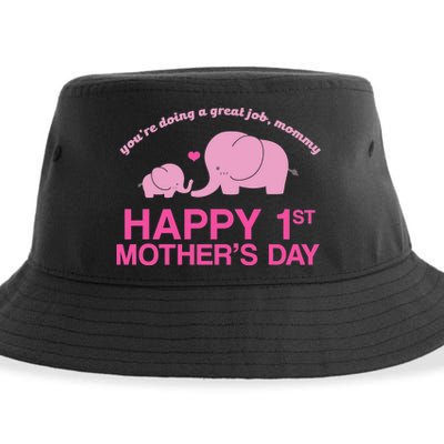 Happy 1st Mothers Day Cute Elephant Sustainable Bucket Hat