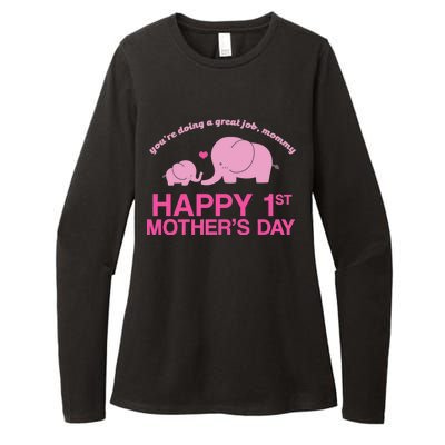 Happy 1st Mothers Day Cute Elephant Womens CVC Long Sleeve Shirt