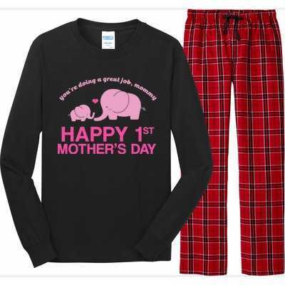 Happy 1st Mothers Day Cute Elephant Long Sleeve Pajama Set