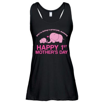 Happy 1st Mothers Day Cute Elephant Ladies Essential Flowy Tank