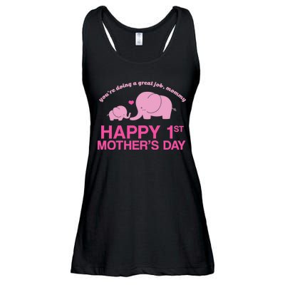 Happy 1st Mothers Day Cute Elephant Ladies Essential Flowy Tank