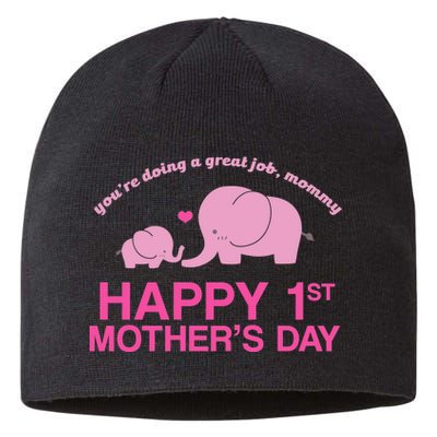 Happy 1st Mothers Day Cute Elephant Sustainable Beanie