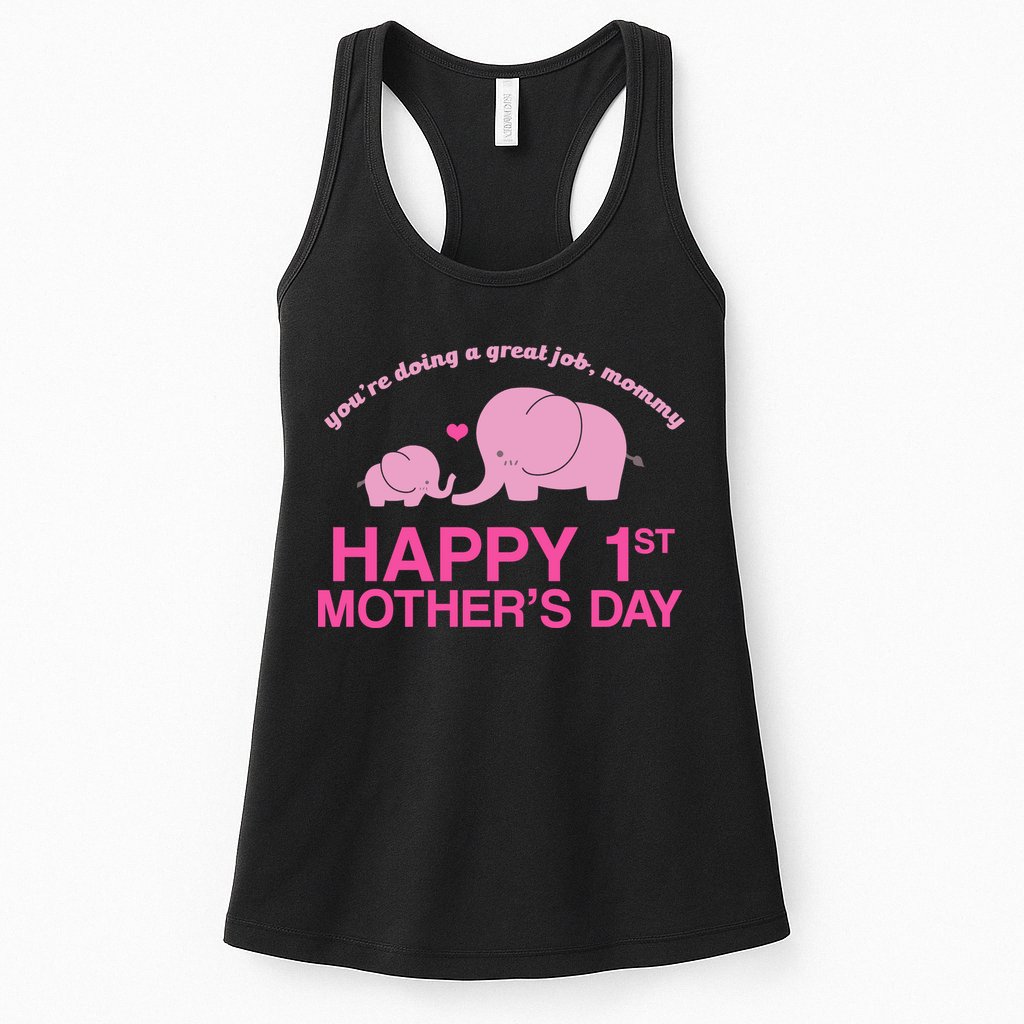 Happy 1st Mothers Day Cute Elephant Womens Tank Top