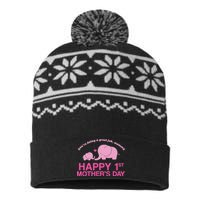 Happy 1st Mothers Day Cute Elephant USA-Made Snowflake Beanie