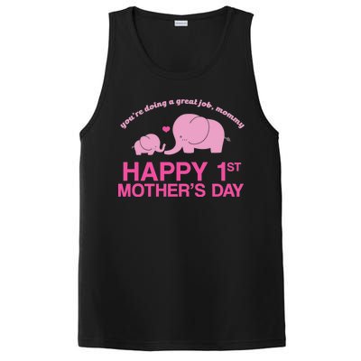 Happy 1st Mothers Day Cute Elephant PosiCharge Competitor Tank