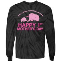 Happy 1st Mothers Day Cute Elephant Tie-Dye Long Sleeve Shirt