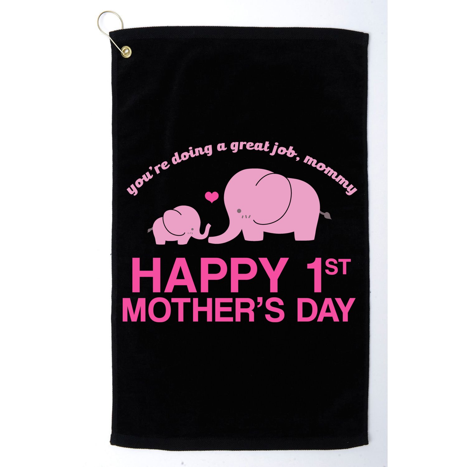 Happy 1st Mothers Day Cute Elephant Golf Towel