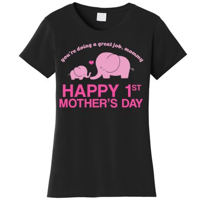 Happy 1st Mothers Day Cute Elephant Women's T-Shirt