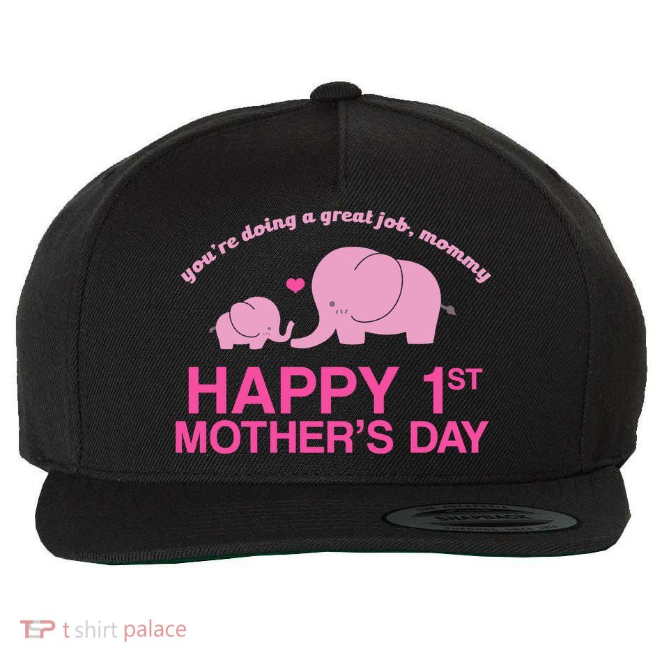 Happy 1st Mothers Day Cute Elephant Wool Snapback Cap