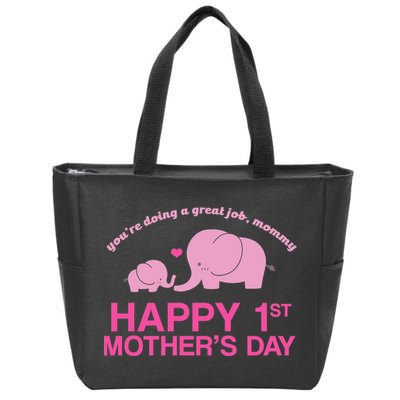 Happy 1st Mothers Day Cute Elephant Zip Tote Bag