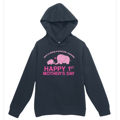 Happy 1st Mothers Day Cute Elephant Urban Pullover Hoodie