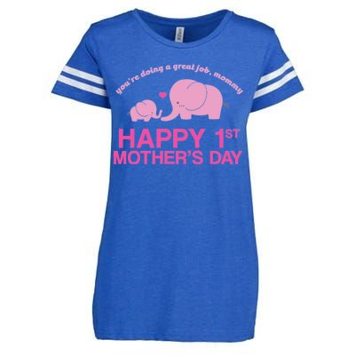 Happy 1st Mothers Day Cute Elephant Enza Ladies Jersey Football T-Shirt