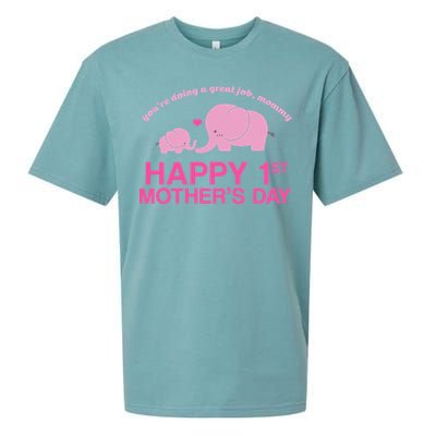 Happy 1st Mothers Day Cute Elephant Sueded Cloud Jersey T-Shirt