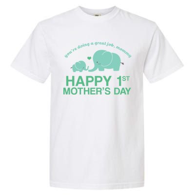 Happy 1st Mothers Day Cute Elephant Garment-Dyed Heavyweight T-Shirt