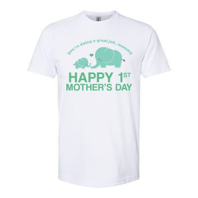 Happy 1st Mothers Day Cute Elephant Softstyle CVC T-Shirt