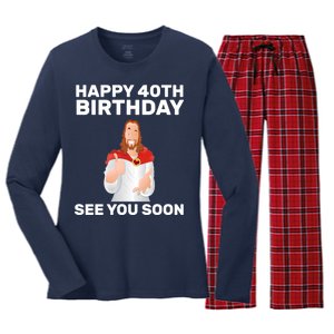 Happy 40th Birthday See You Soon Women's Long Sleeve Flannel Pajama Set 