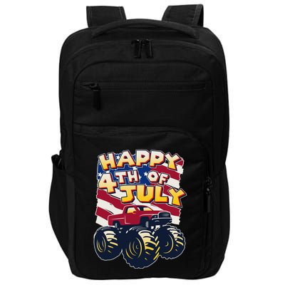 Happy 4th of July USA  America Flag Monster Truck Impact Tech Backpack
