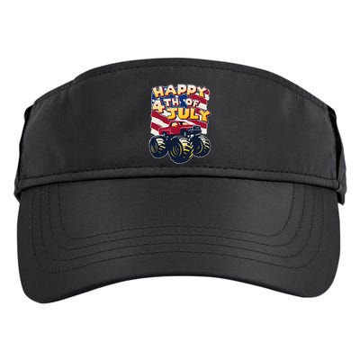 Happy 4th of July USA  America Flag Monster Truck Adult Drive Performance Visor