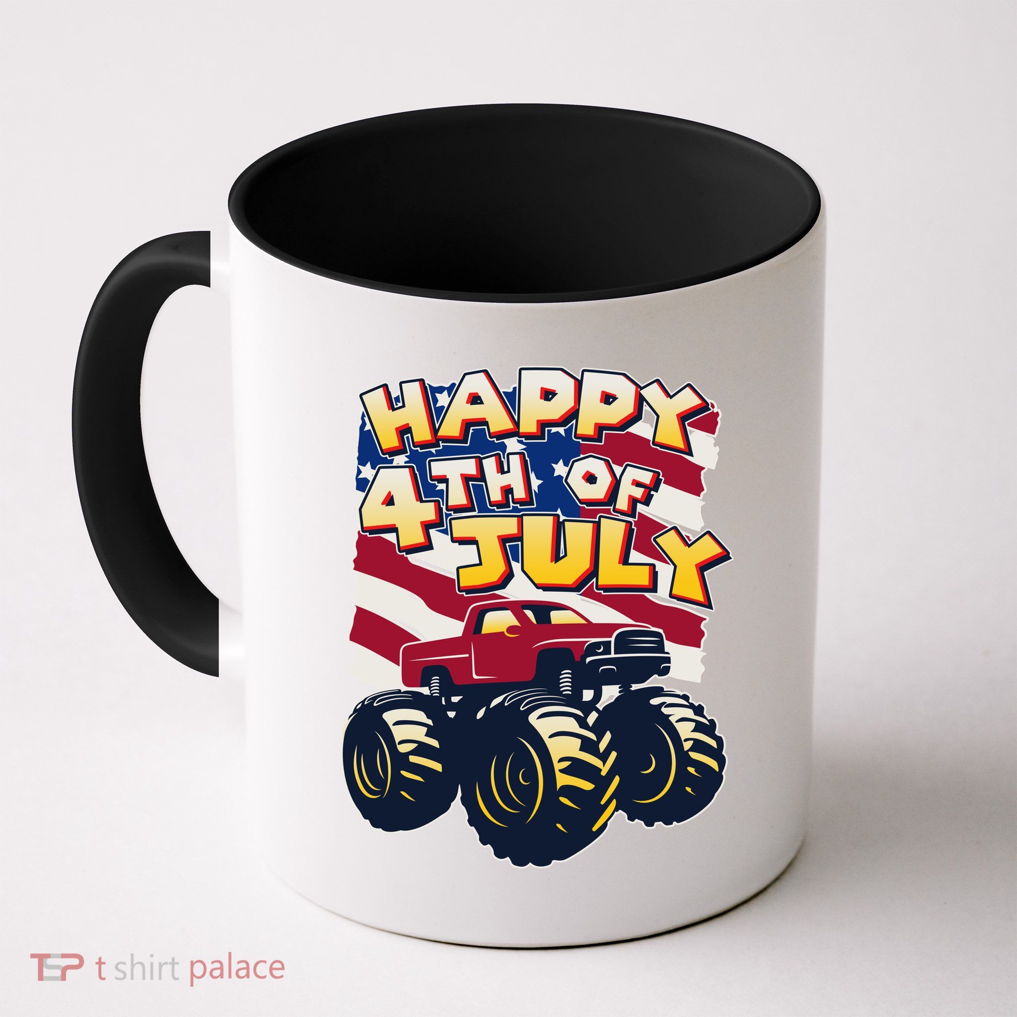 Happy 4th of July USA  America Flag Monster Truck Mug