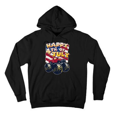 Happy 4th of July USA  America Flag Monster Truck Tall Hoodie