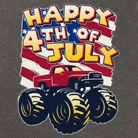 Happy 4th of July USA  America Flag Monster Truck Cotton Canvas Backpack
