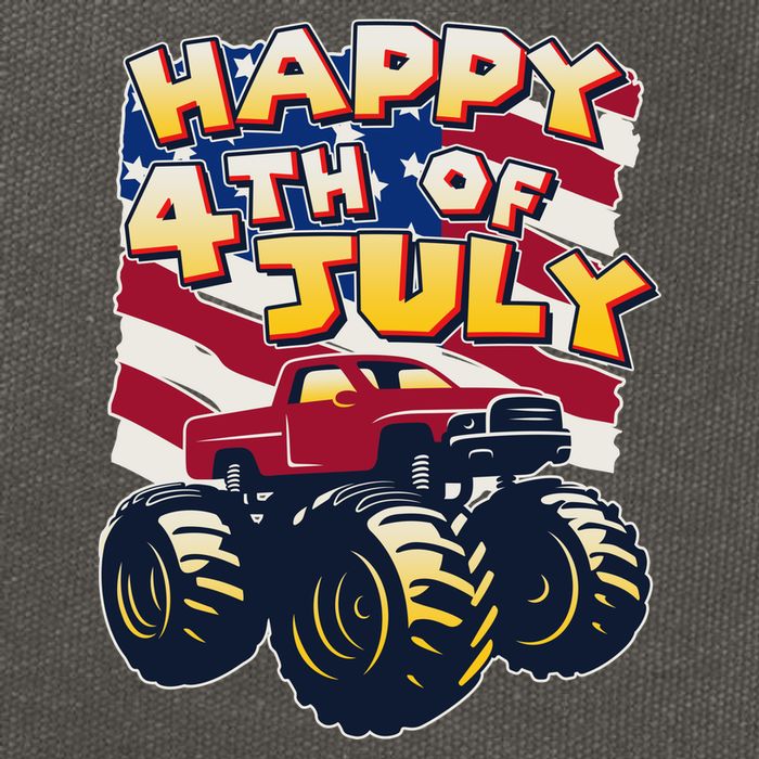 Happy 4th of July USA  America Flag Monster Truck Cotton Canvas Backpack