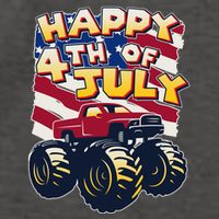 Happy 4th of July USA  America Flag Monster Truck Vector Backpack