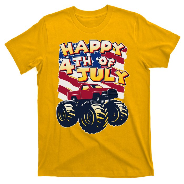 Happy 4th of July USA  America Flag Monster Truck T-Shirt