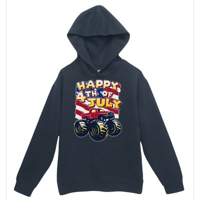 Happy 4th of July USA  America Flag Monster Truck Urban Pullover Hoodie