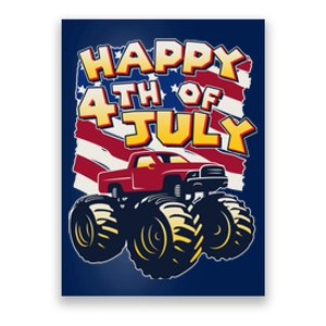 Happy 4th of July USA  America Flag Monster Truck Poster