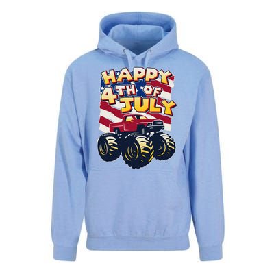 Happy 4th of July USA  America Flag Monster Truck Unisex Surf Hoodie