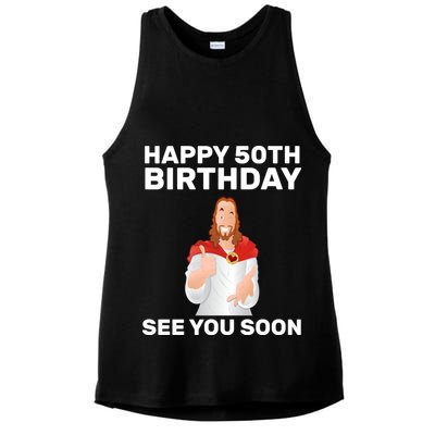 Happy 50th Birthday See You Soon Ladies PosiCharge Tri-Blend Wicking Tank